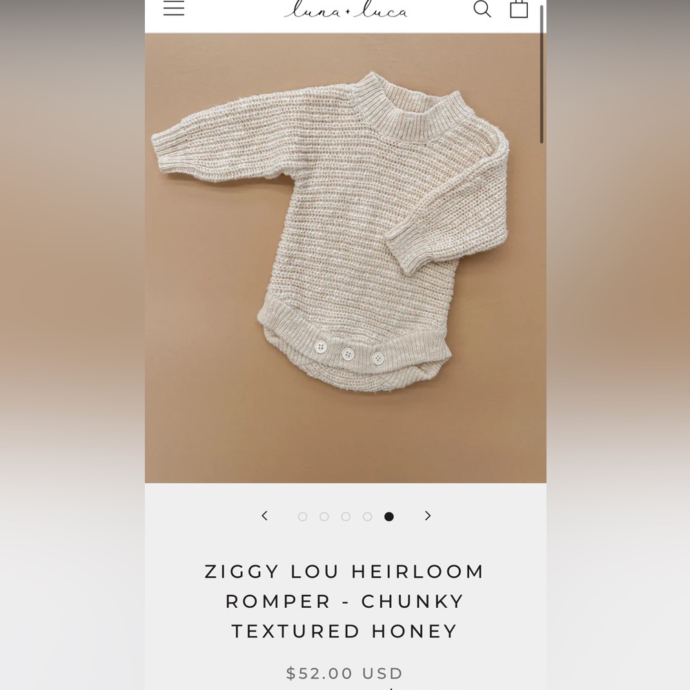 Ziggy Lou Heirloom romper- chunky textured honey set